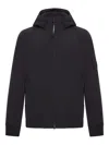 C.p. Company Polyester Hooded Jacket With Ribbed Cuffs And Zip Pockets In Black