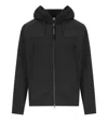 C.p. Company Front Zip Black Jacket With Adjustable Hood In Black
