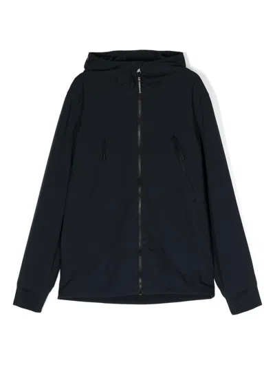 C.p. Company Kids' Zip-up Hooded Jersey Jacket In Blue