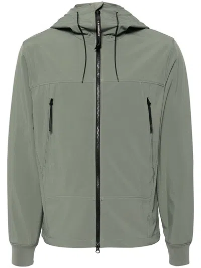 C.p. Company Logo-patch Hooded Jacket In Green