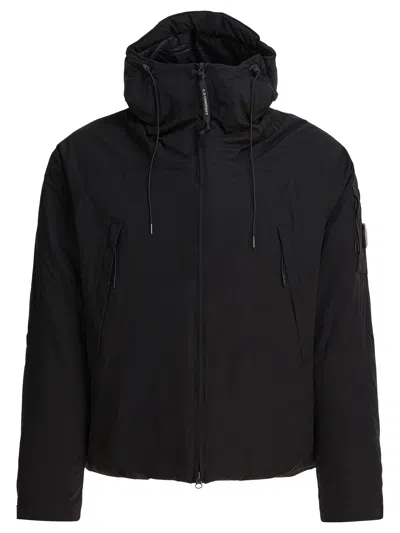 C.p. Company Hooded Jacket Drawstring Arm Pocket In Black