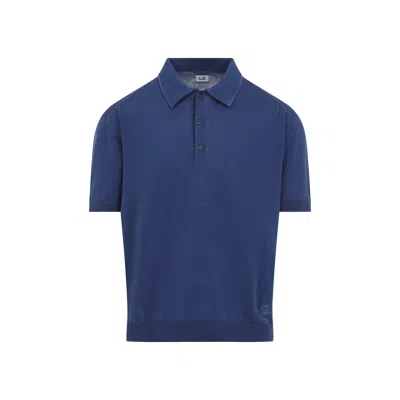 C.p. Company C.p.company Buttoned Knit Polo In Blue