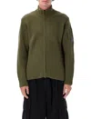 C.p. Company C.p.company Cardigan Zip Waffle Knit In Green