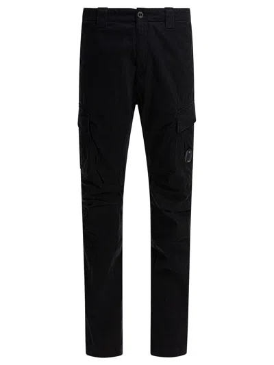 C.p. Company Signature Lens Straight-leg Cargo Pants In Black