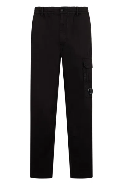 C.p. Company C.p.company Blue Cotton Cargo Pants In Black