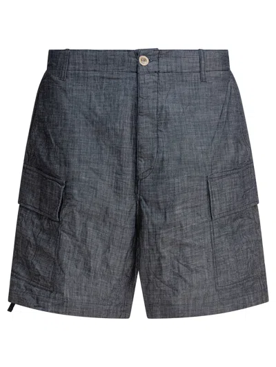 C.p. Company Cargo Shorts In Chambray In Gray