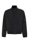 C.p. Company Polyamide Fabric Full Button Jacket In Black