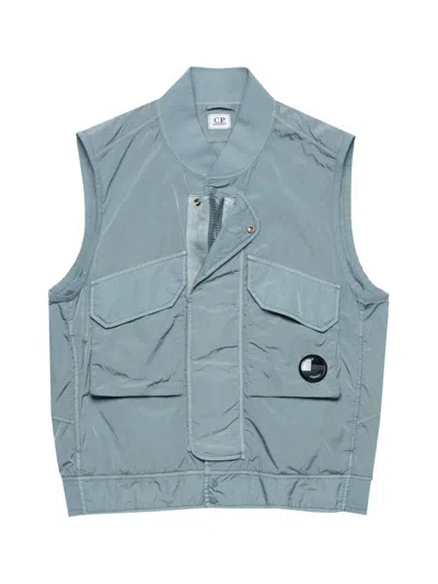 C.p. Company C.p.company Chrome R Lens Logo Vest Jacket In Blue