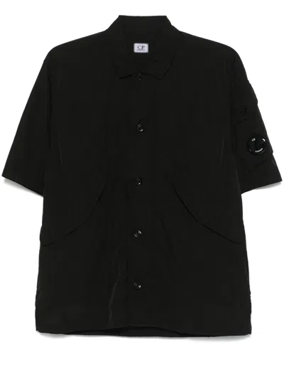 C.p. Company C.p.company Chrome-r Short Sleeve Overshirt In Black