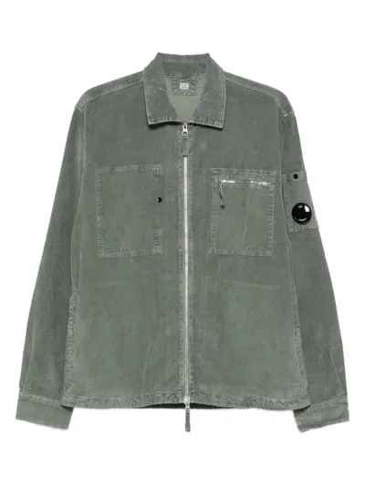 C.p. Company C.p.company Corduroy Shirt Jacket With Lens Detail In Green