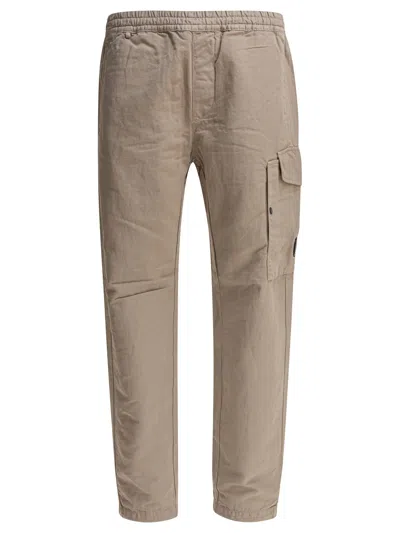 C.p. Company C.p.company Cotton And Linen Cargo Trousers In Nude