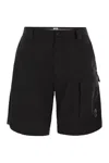 C.p. Company C.p.company Cotton Cargo Shorts With Lens In Black