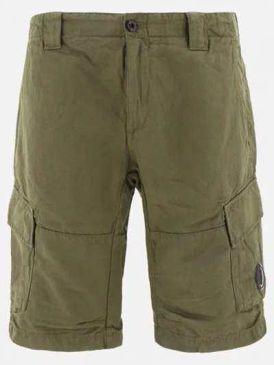 Pre-owned C.p. Company C.p.company Cotton Linen Cargo Short Green In Sage Green