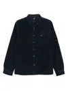C.p. Company Navy Corduroy Jacket With Button-up Front And Unique Lens Detail In Blue