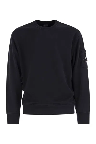 C.p. Company C.p.company Cotton Sweatshirt With Lens In Black