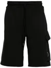 C.p. Company C.p.company Light Fleece Lens Shorts In Black