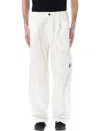 C.p. Company Microreps Drawstring Hem Cargo Pants In White