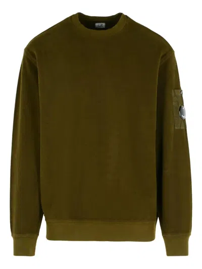 C.p. Company C.p.company Crew Neck Sweatshirt With Patch Pocket In Green