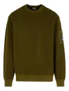C.p. Company Cp Company Sweatshirts Crew Neck In Brushed Emerized Diagonal Fleece In Green