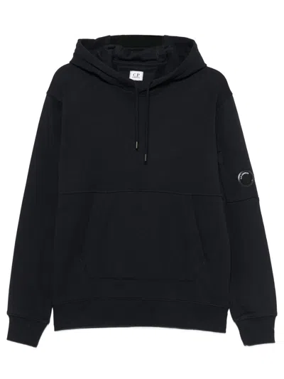 C.p. Company C.p.company Diagonal Raised Fleece Hooded Lens Sweatshirt In Blue