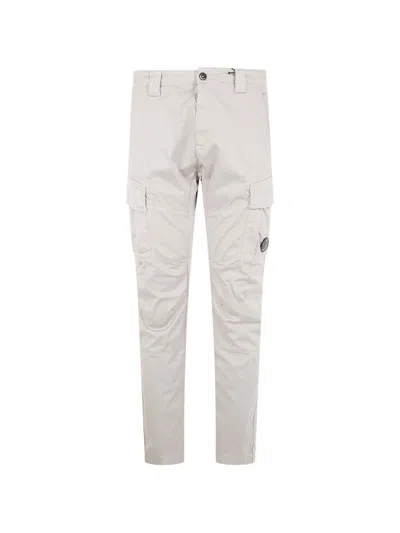 C.p. Company C.p.company Dove Lens Detail Cotton Trousers In White