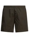 C.p. Company R Elastic Waistband Swim Short With Side Pockets In Brown
