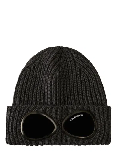 C.p. Company C.p.company Extrafine Merino Wool Goggle Beanie In Black