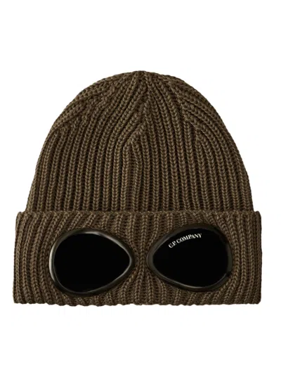 C.p. Company C.p.company Extrafine Merino Wool Goggle Beanie In Green