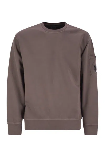C.P. COMPANY C.P.COMPANY FLEECE CREW-NECK SWEATSHIRT WITH DIAGONAL LENSES
