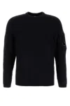 C.p. Company Sea Island Gauze White Cotton Sweater In Black