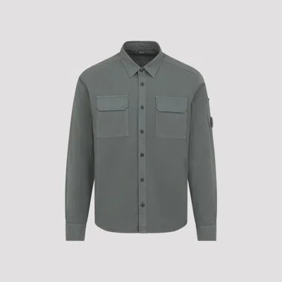 C.p. Company C.p.company Green Organic Gabardine Shirt In Gray