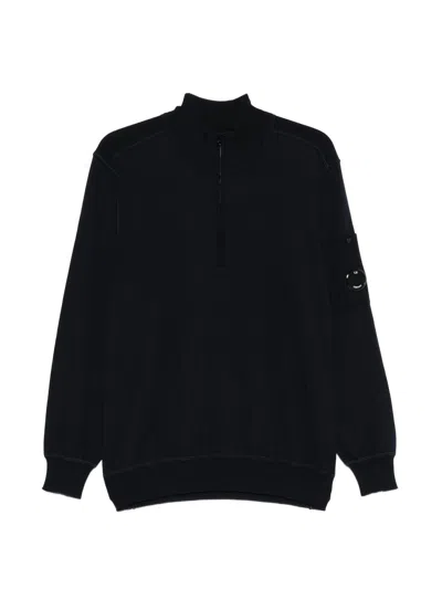 C.p. Company C.p.company Half Zip Lens Sweater In Black