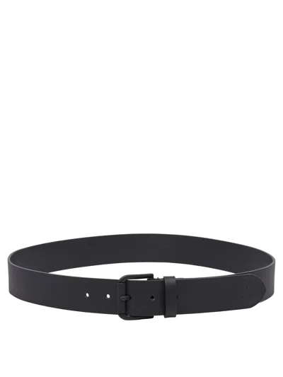 C.p. Company C.p.company Leather Side Logo Belt In Black