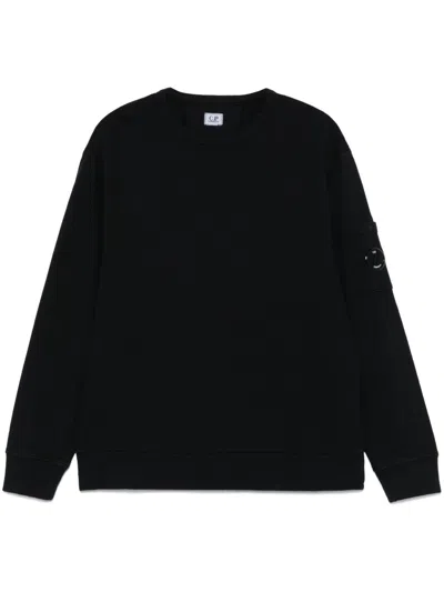 C.p. Company Crewneck Sweatshirt With Detail On The Sleeve In Black