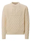 C.p. Company Logo-embroidered Cable-knit Sweater In Black