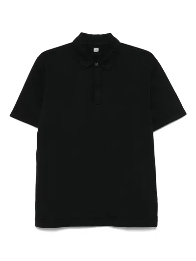 C.p. Company Minimalist Black Polo Shirt With Traditional Collar