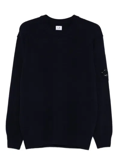 C.p. Company Logo-embroidered Wool Crewneck Sweater In Black