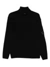 C.p. Company C.p.company Logo Wool Turtle-neck Sweater In Black