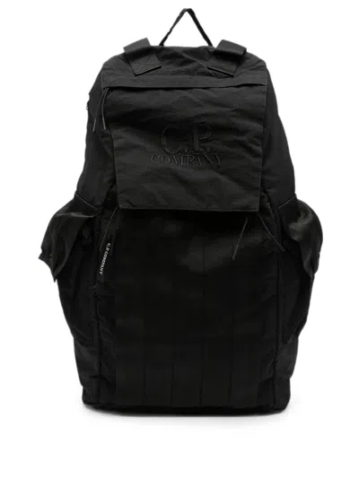 C.p. Company C.p.company Logo-embroidered Backpack In Black