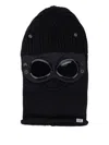 C.p. Company Black Knit Ski Mask With Logo Detail On The Front In Wool Man In Black