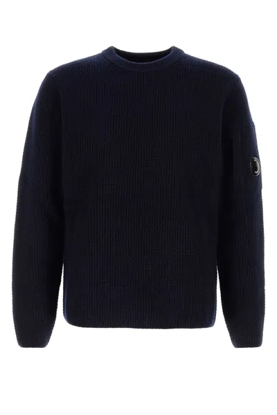 C.P. COMPANY C.P.COMPANY MIDNIGHT BLUE WOOL BLEND SWEATER