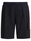 C.p. Company Textured Cargo Swimsuit Elastic Waistband In Blue