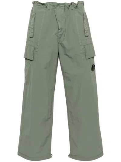 C.p. Company Lens-detail Straight-leg Trousers In Green