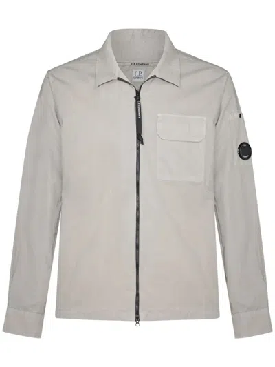 C.p. Company C.p.company Organic Gabardine Full Zip Overshirt In Vintkhaki