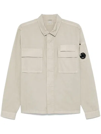 C.p. Company C.p.company Organic Gabardine Lens Shirt In Vintkhaki