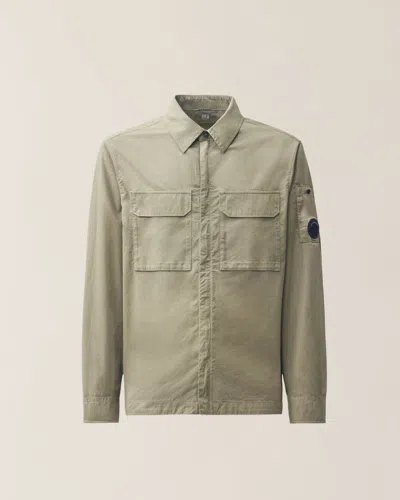 C.p. Company C.p.company Organic Gabardine Zipped Lens Overshirt In Gray