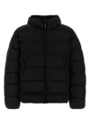 C.p. Company Men Black Down Jacket With Fixed Hood With Googles Detail In Tech Fabric Man In Black