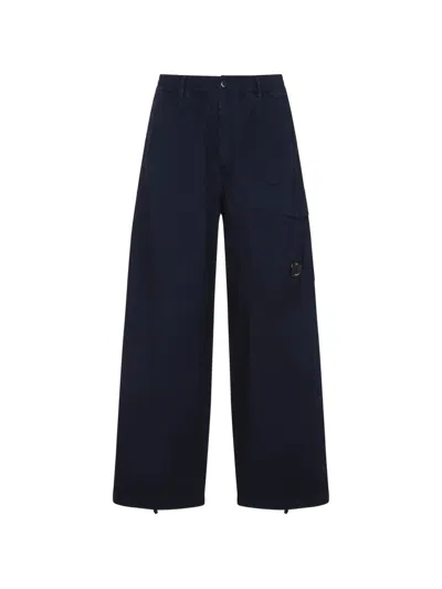 C.p. Company C.p.company Navy Blue Micro-reps Boxy Cotton Cargo Pants