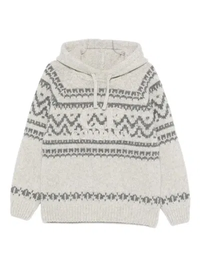 C.p. Company C.p.company Patterned Knitted Hoodie In Neutral