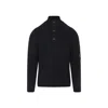 C.p. Company C.p.company Ribbed Sweater With Lens Pocket In Black